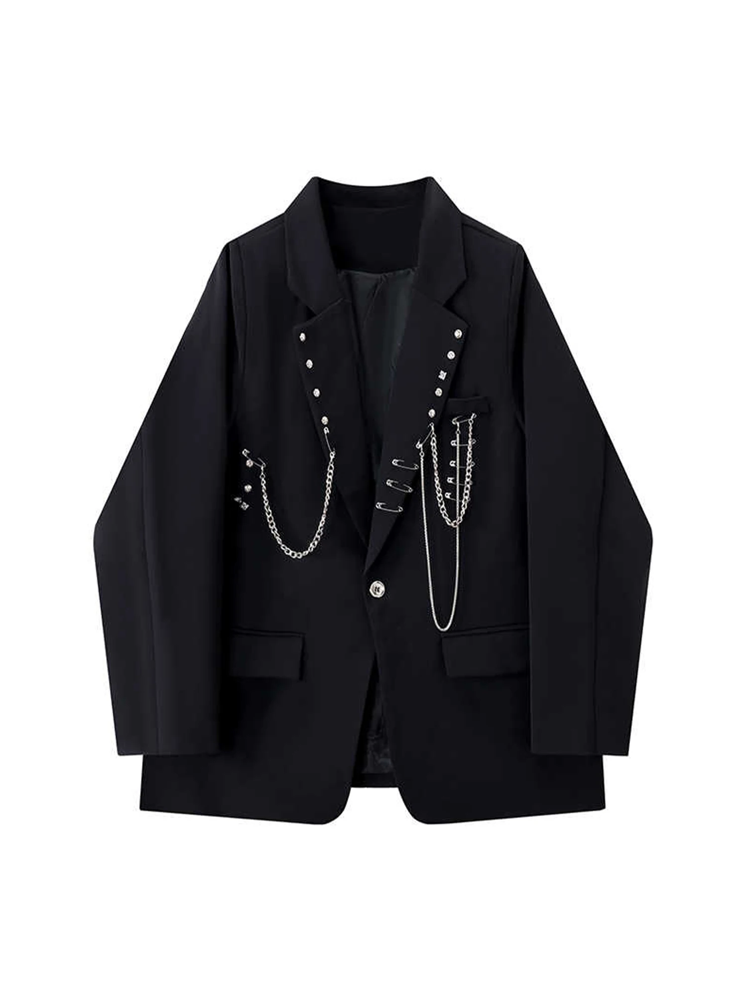 

Women Black Gothic Blazer Jacket Vintage Autumn Suit Coat Harajuku Oversize Long Sleeve Outerwear Y2k Emo 2000s Stylish Clothes