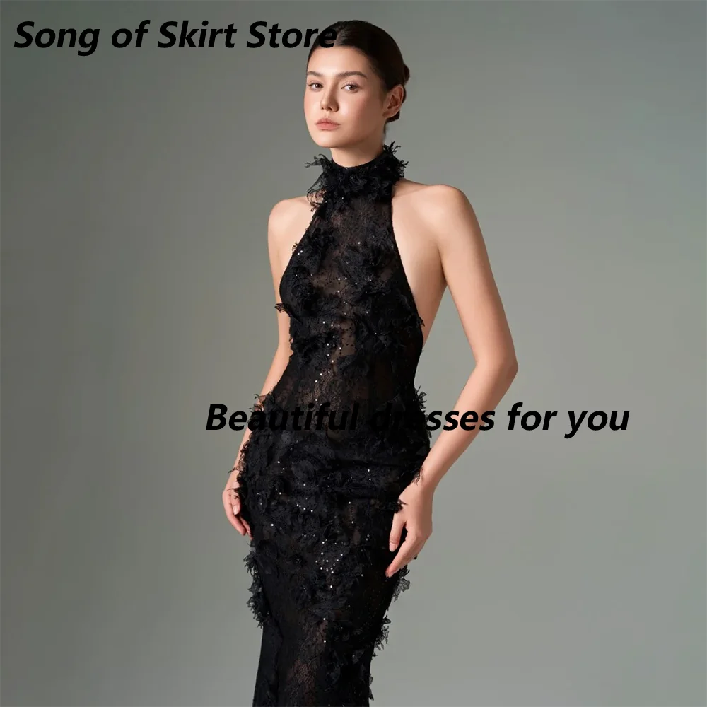Modisches Ballkleid, maßgeschneidert, ärmellos, mit Spitzenapplikationen, Perlen, Meerjungfrauen-Stil, bodenlang, für besondere Anlässe – Detail 4