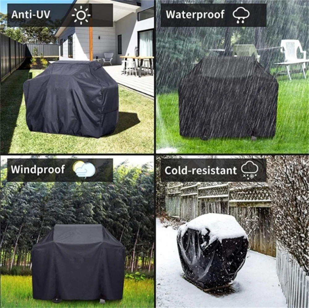 210D Oxford Cloth Outdoor BBQ Cover Waterproof Garden Protective Oven Cover UV Resistant Heavy Duty Carbon Grill Cover