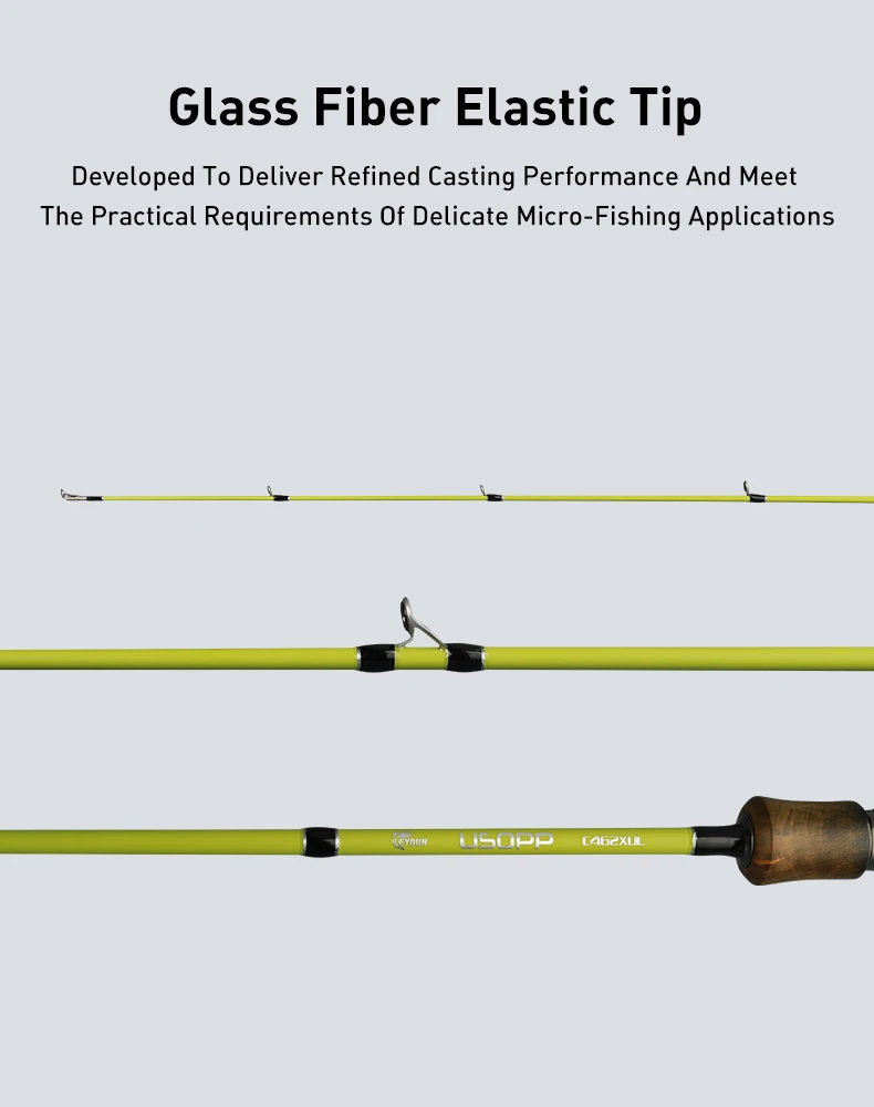 Leydun USOPP XUL Micro Flick Casting Rod Spinning Angelrute mit FUJI-Ringen aus Glasfaserstoff, Baitcasting Reise-Flussangelrute – Detail 5