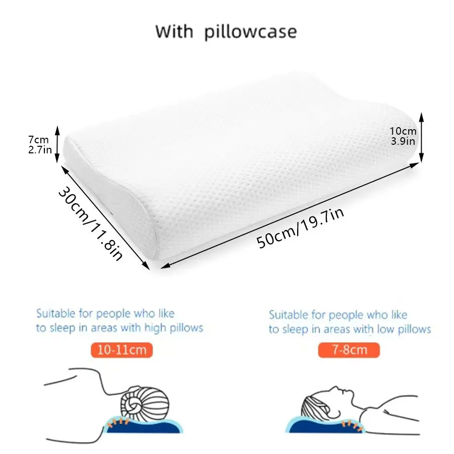 Standard Bed Pillows 50x30cm Alternative Breathable Supportive Memory Foam Pillows White Home image 2