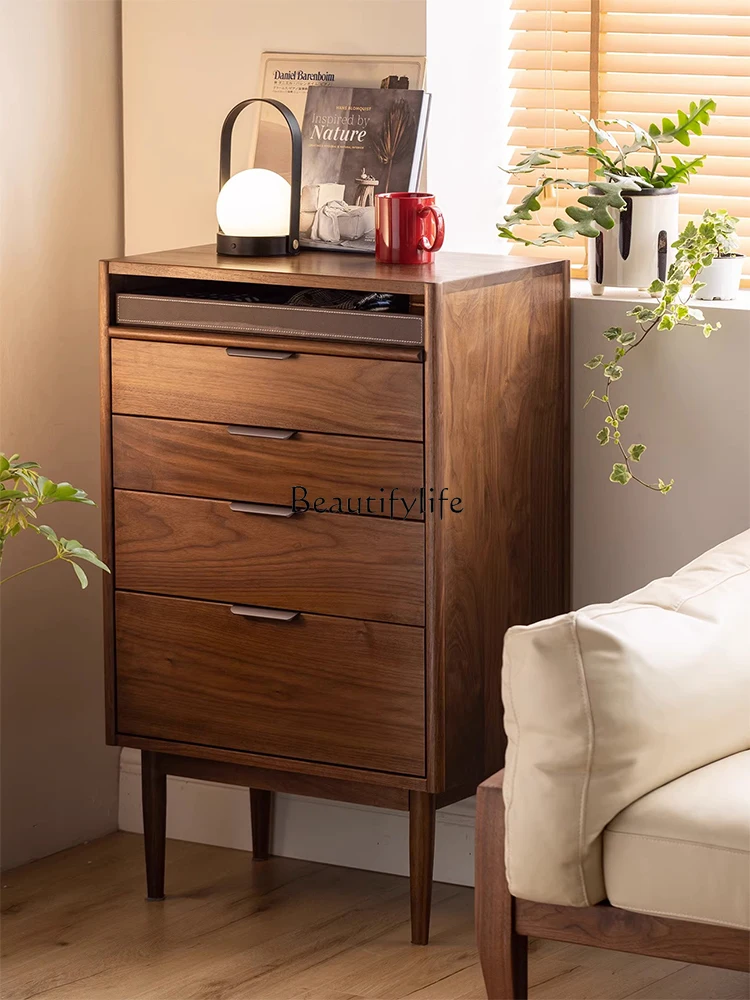 

yj7 North American black walnut chest of drawers solid wood bedroom storage cabinet simple modern storage