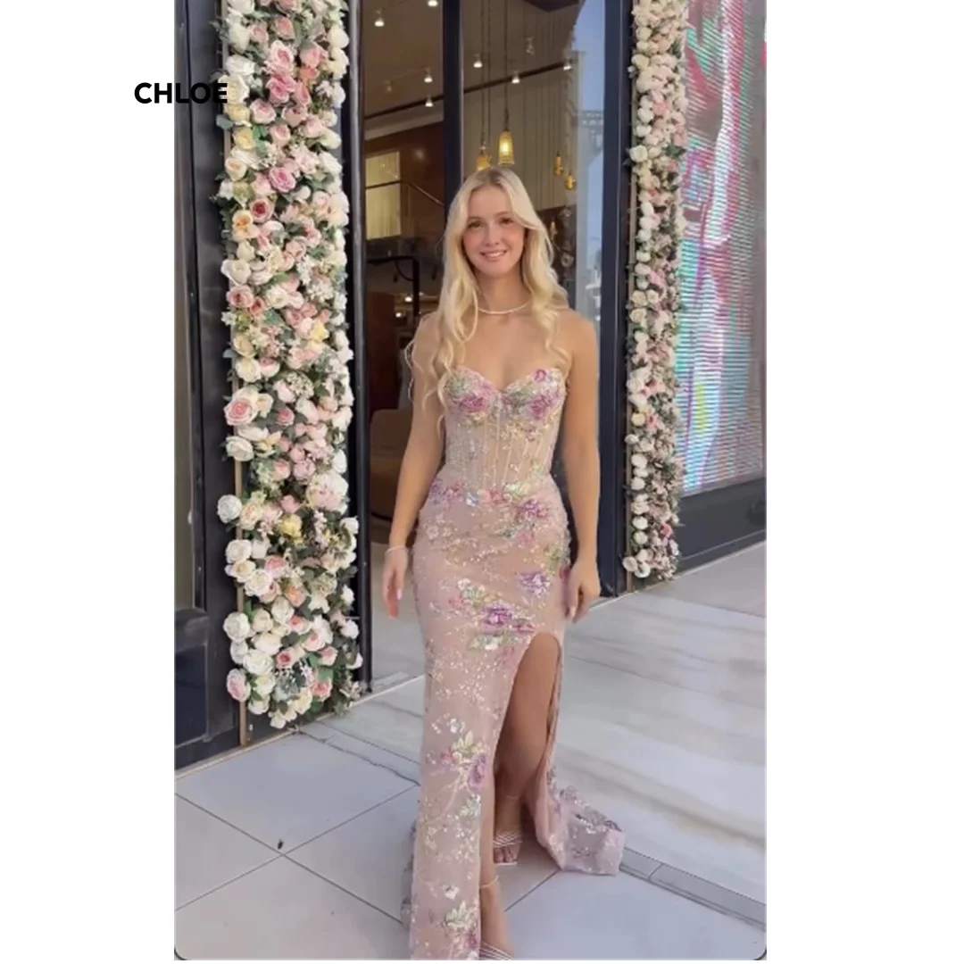 

Mermaid Evening Dresses for Special Occasions Sleeveless Formal Occasion Dresses for Luxury Party Customized 3D Flowers Elegant