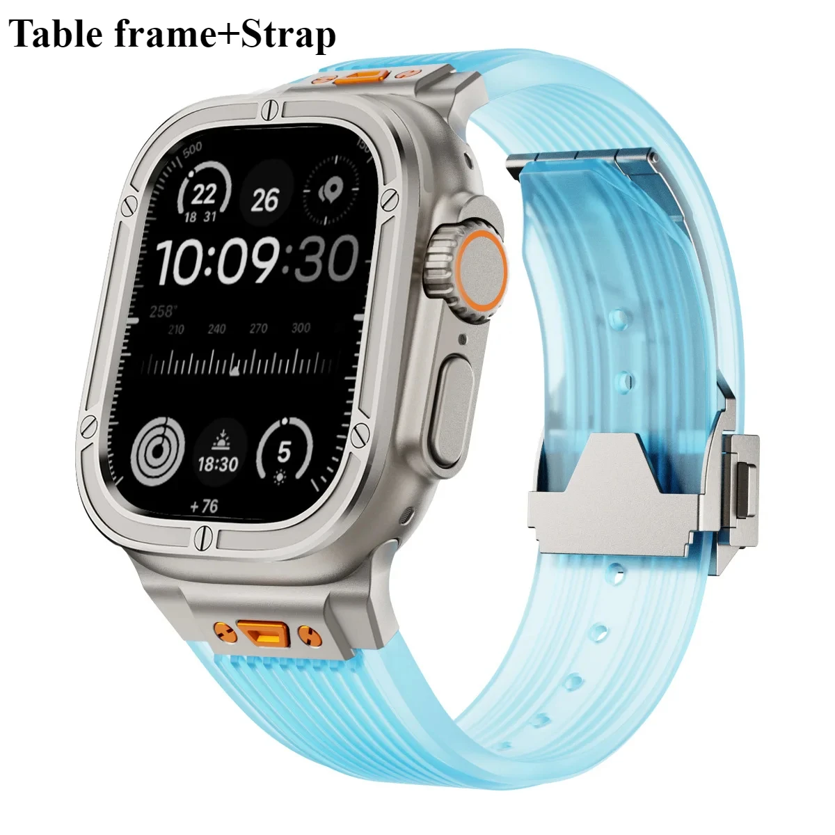 Silicone Sports Strap+Screen Protector for Apple Watch Band Ultra 2/1 49mm Transparent Rubber Bracelet Apple Watch Ultra Band