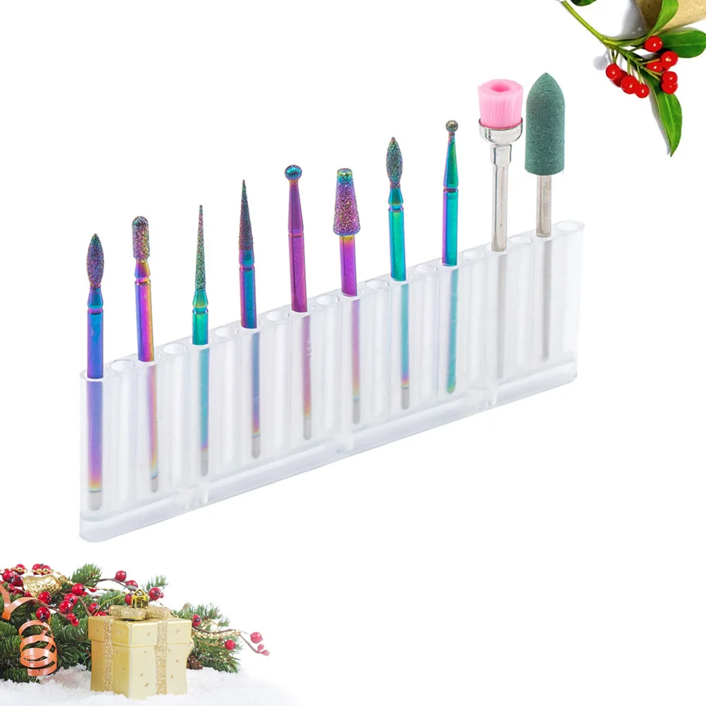 10 pçs conjunto de brocas de unhas kit de brocas de manicure de aço com caso de armazenamento para salão de beleza em casa profissional ferramentas de cabeça de moagem de unhas