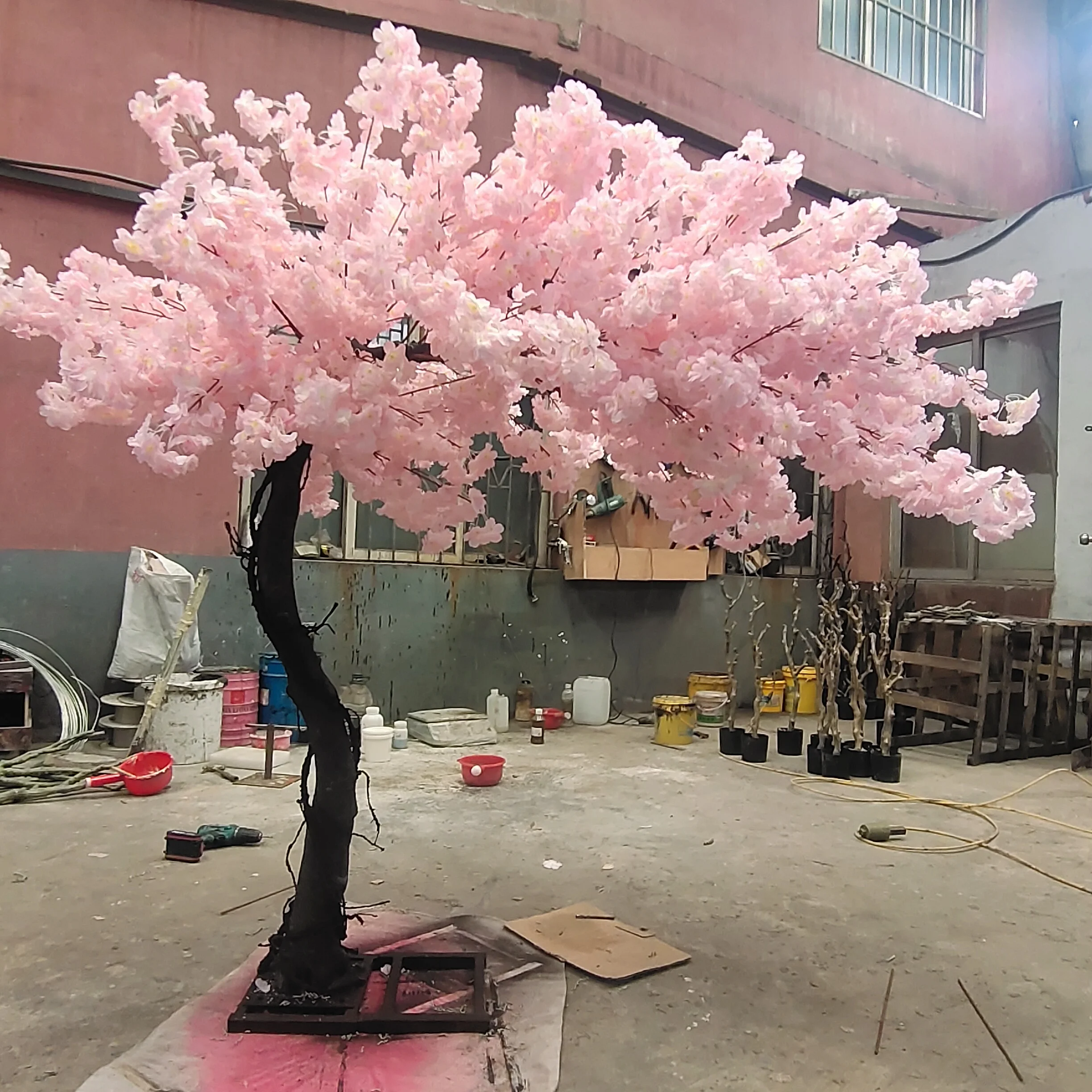 

D-CT001 customized big artificial cherry blossom plant faux silk pink white Cherry Blossom Tree for Wedding Decoration