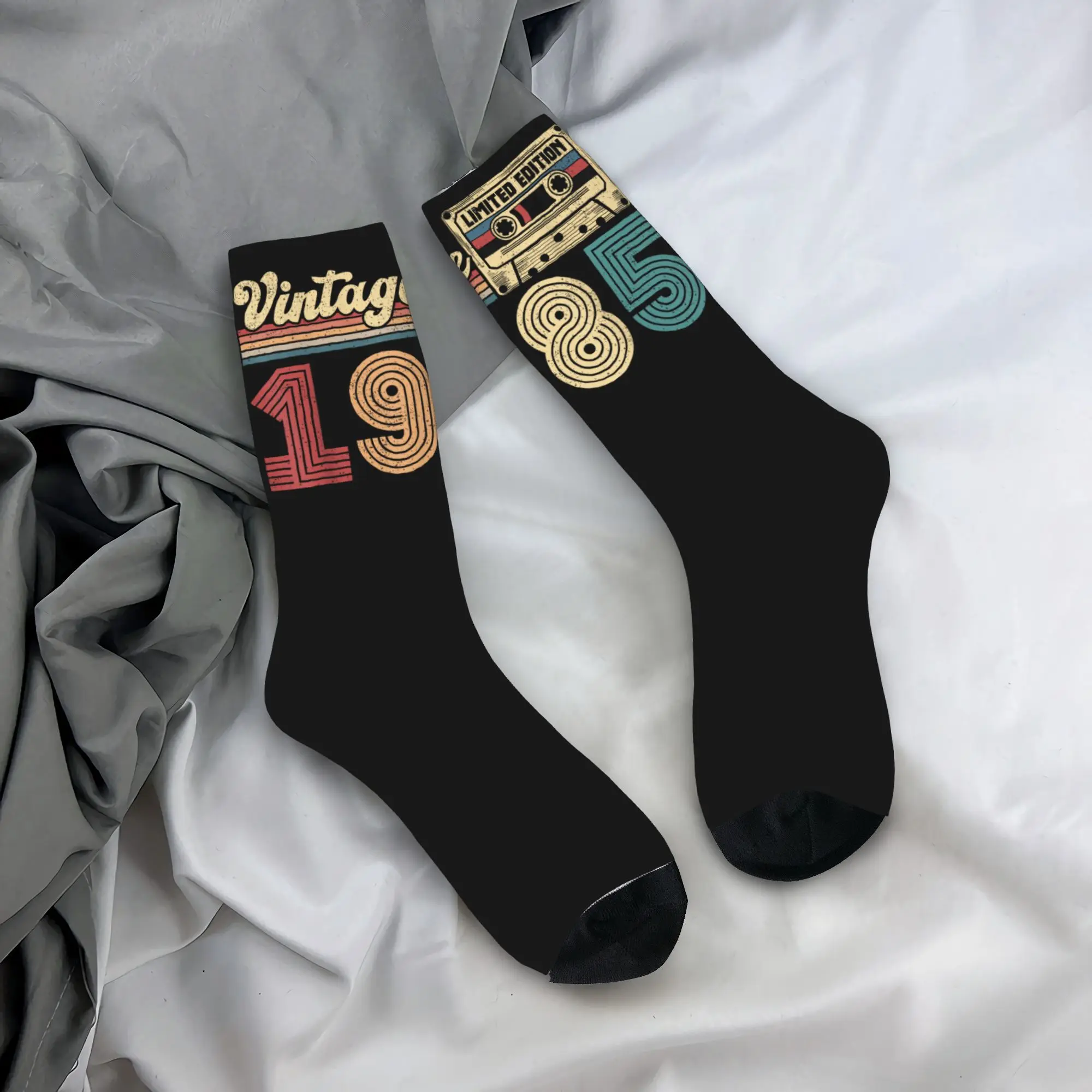 

40 Year Old Vintage 1985 40th Birthday Cassette Tape Socks Funny Stockings Autumn Anti Skid Women Men Socks Soft Running Socks