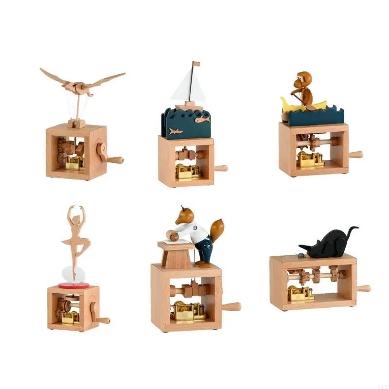 

Y88C Vintage Music Box Hand Operated with Ballet Dancer Figure Cartoon Ornament