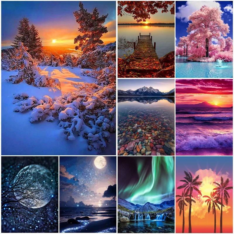 

Природный пейзаж 5D алмазная живопись полная алмазная художественная вышивка отель офис гостиная домашний декор DIY алмазные наборы для вышивки крестом