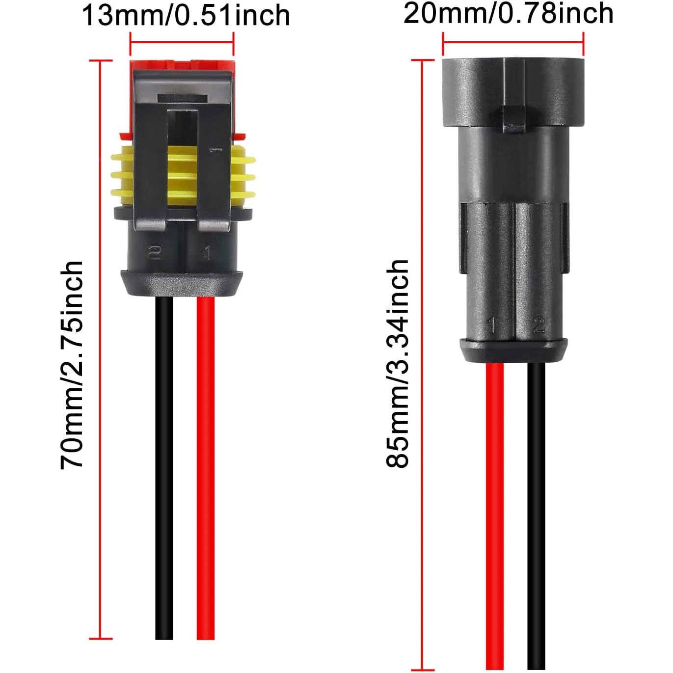 8 pares de conectores de 2 pines, enchufe eléctrico impermeable de 2 pines, conectores de cable eléctrico automático, conectores automotrices de desconexión rápida