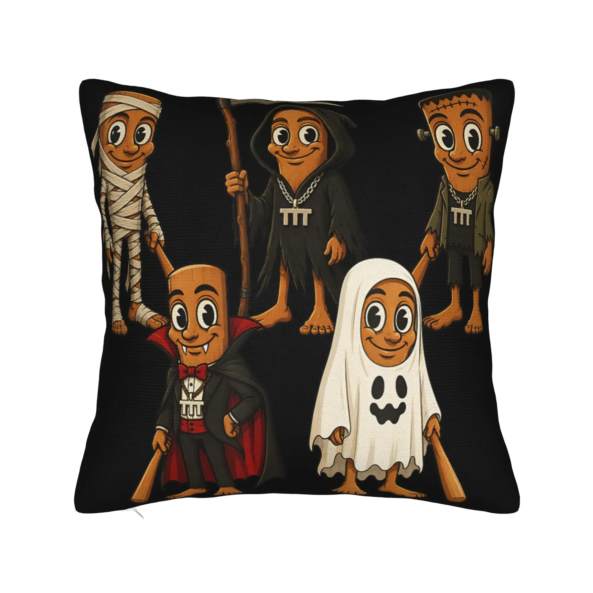 Tung Sahur Halloween Funny Costume Internet Meme Pillow Cover Kawaii Pillow Case For Living Room Chair Design Cushion Cover Gift