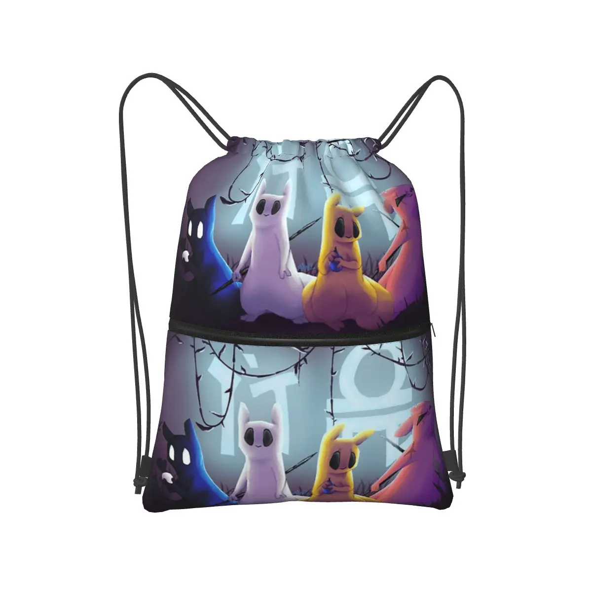 Slugcat Rain World Game Backpacks Portable Drawstring Bags Sundries Bag Book Bags for Travel Students