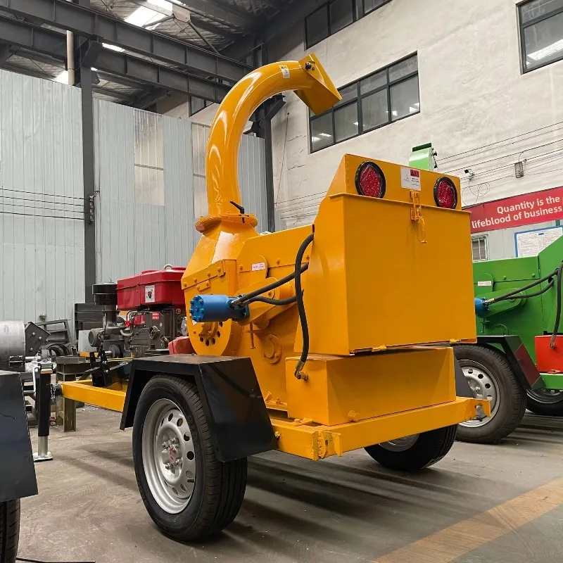FL Custom Fruit-tree Orchard Diesel-powered Small Mobile Wood Chipper with Gear Motor for Logs and Wet/Dry Branch Shredding