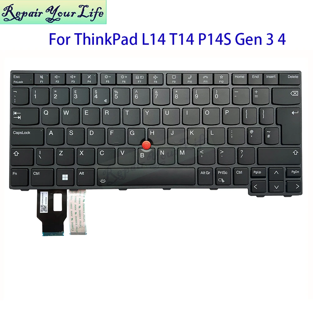 

UK Norway Laptop Backlight Keyboard For Lenovo ThinkPad T14 Gen 3 4 L14 P14S Gen 3/4 21AH 21C1 21AK 21AK 5N21D68258 5N21D68305