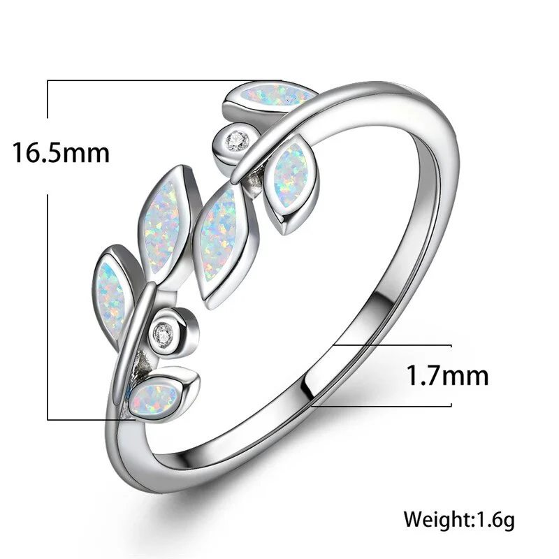 2024 Fashion Blue Fire Opal Leaf Rings for Women Jewelry Accessories Gift Cute Women Rhinestones Zircon Fine Engagement Rings