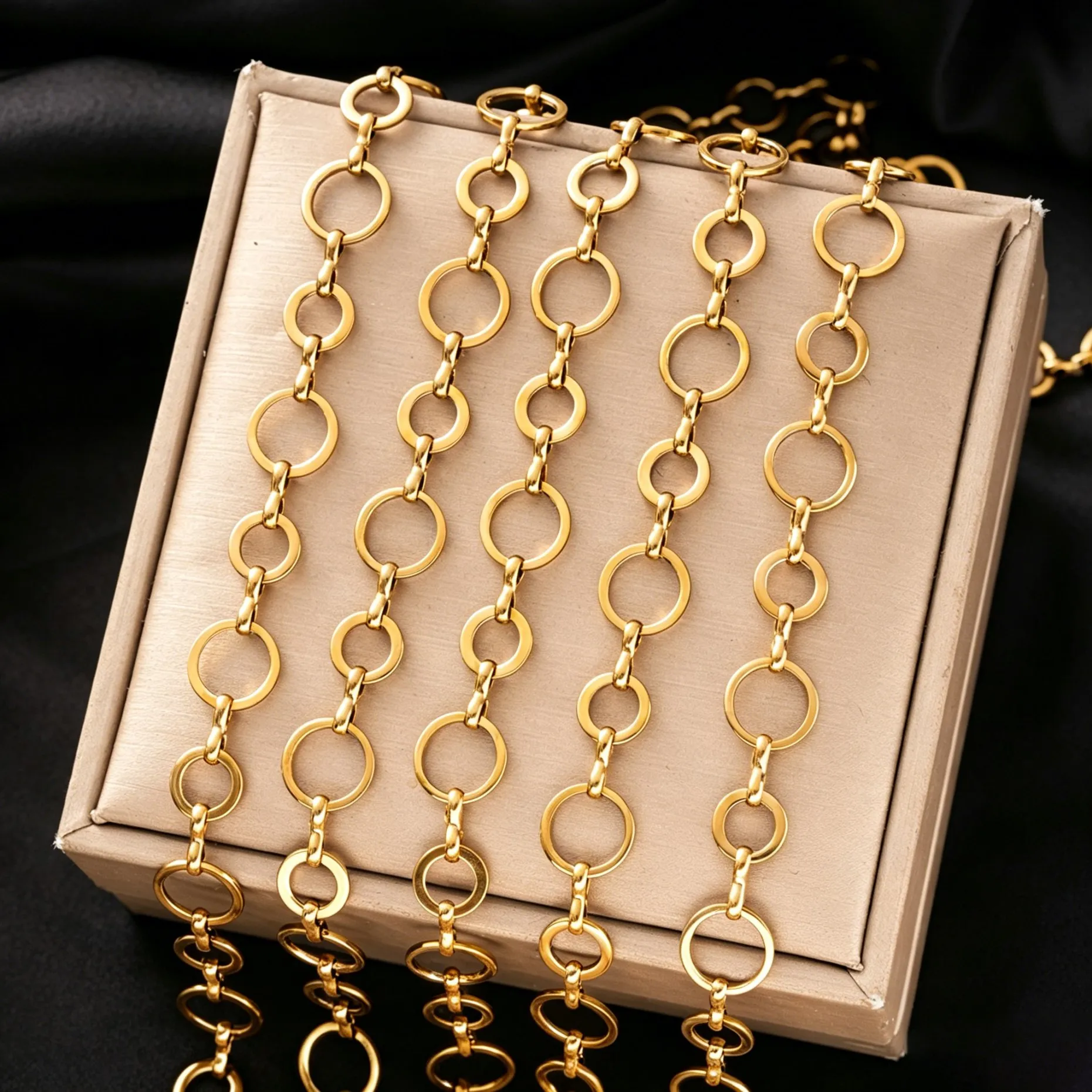 1 Meter Goldene Edelstahl O-Ring Kette in Verschiedenen Stilen für DIY Handgemachte Halsketten Armbänder Schmuckherstellung Zubehör Material – Detail 4