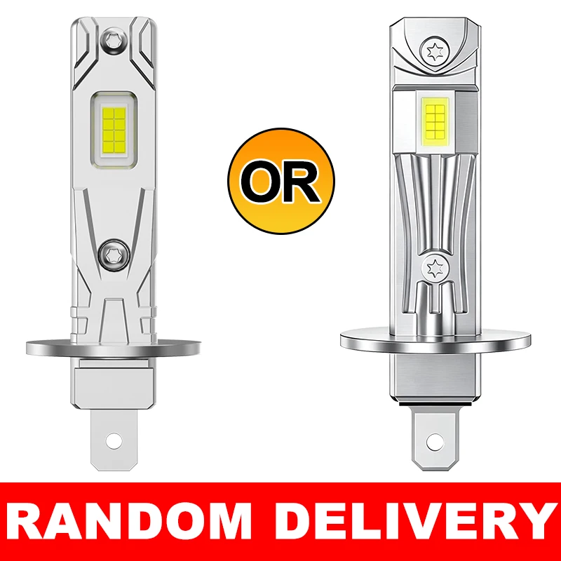 2Pcs H1 LED Bulbs Super Bright High Low Beam H1 Car LED Head Fog Lights Fanless 6000K White 12V 120W 40000lm Mini Size Car Lamps