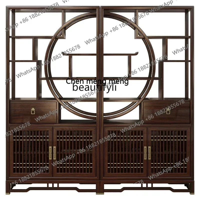 D178   Ebony Bogu frame Tea room Side cabinet Storage display Corner cabinet Partition bookshelf