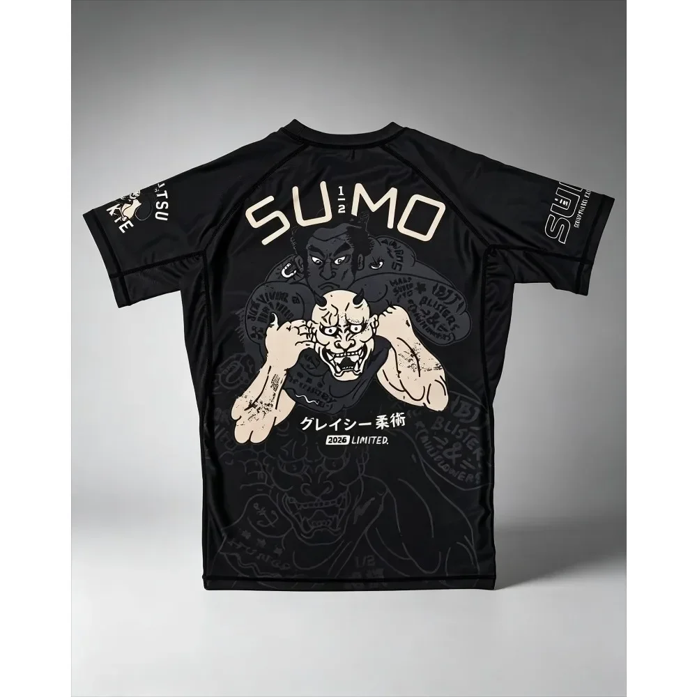 Japanese New Men Short Sleeve Shirt Quick Breathable Grappling Martial Arts Training Athletic Men's Sports fashion Tee