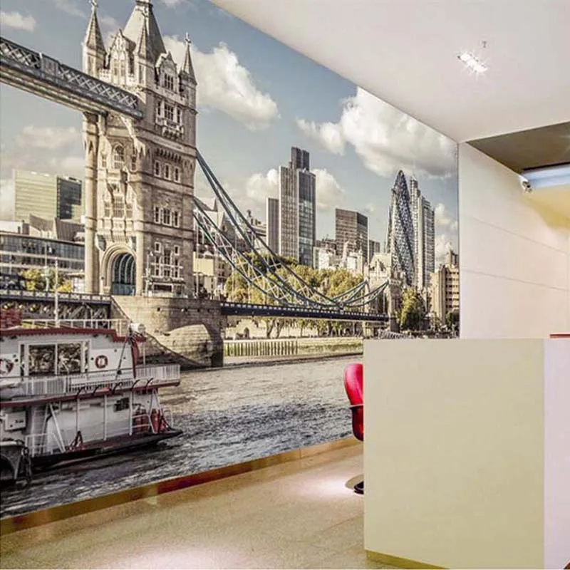 Custom 3D Photo Wallpaper European Style London Bridge City Landscape Living Room Bedroom TV Background Wall Murals Wallpaper