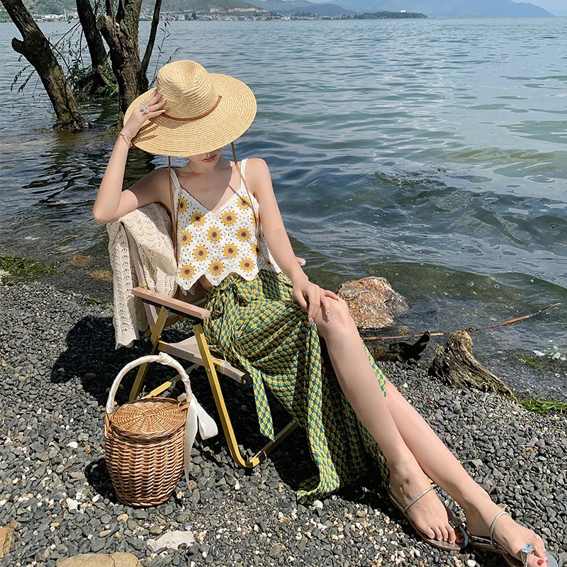 Pantalones de Pierna Ancha de Cintura Alta, Estilo Casual para la Playa, con Estampado Floral, Corte Holgado, Largos hasta el Suelo, para Mujer