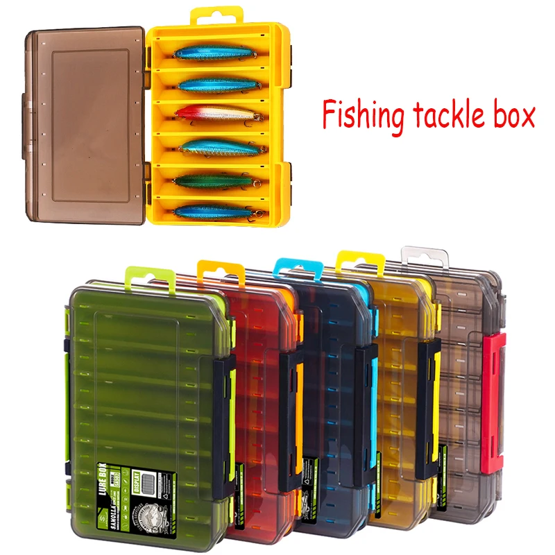 

12/14 Grid Fishing Tackle Box Double-sided Wooden Shrimp Box Luya Bait Box Lure Hook Storage Case Fishing Tool 1PC