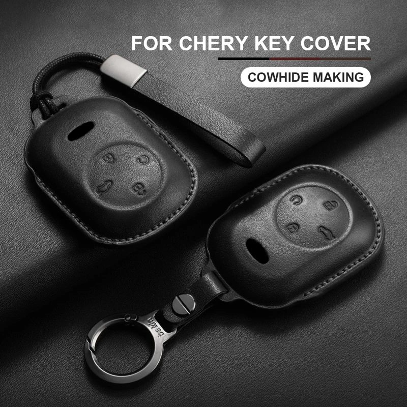

Fits For Chery Fulwin T8 T9 T10 A8L A9L Leather Car Key Csae Cover Smart Keyless Protector Holder Shell Keychin Auto Accessories