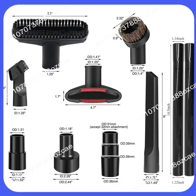 

A26P 15 Pcs Vacuum Attachments & Brushes 2 1/2 Inch To 1 1/4 Inch Hose Adapter 1 7/8 Inch To 1 Inch Vacuum Hose Adapter Accessor
