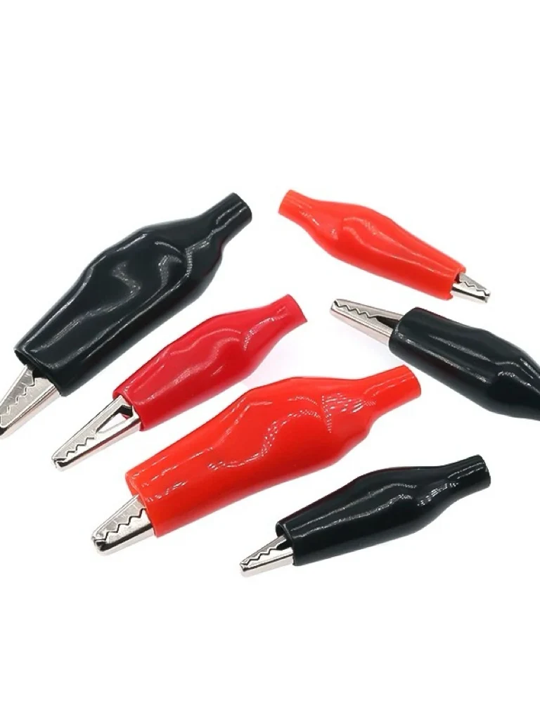 مشبك تمساح ملون مزدوج الأطراف سلك توصيل سلك اختبار سلك الطاقة، مشبك تمساح طويل 50 سم كبير ومتوسط وصغير