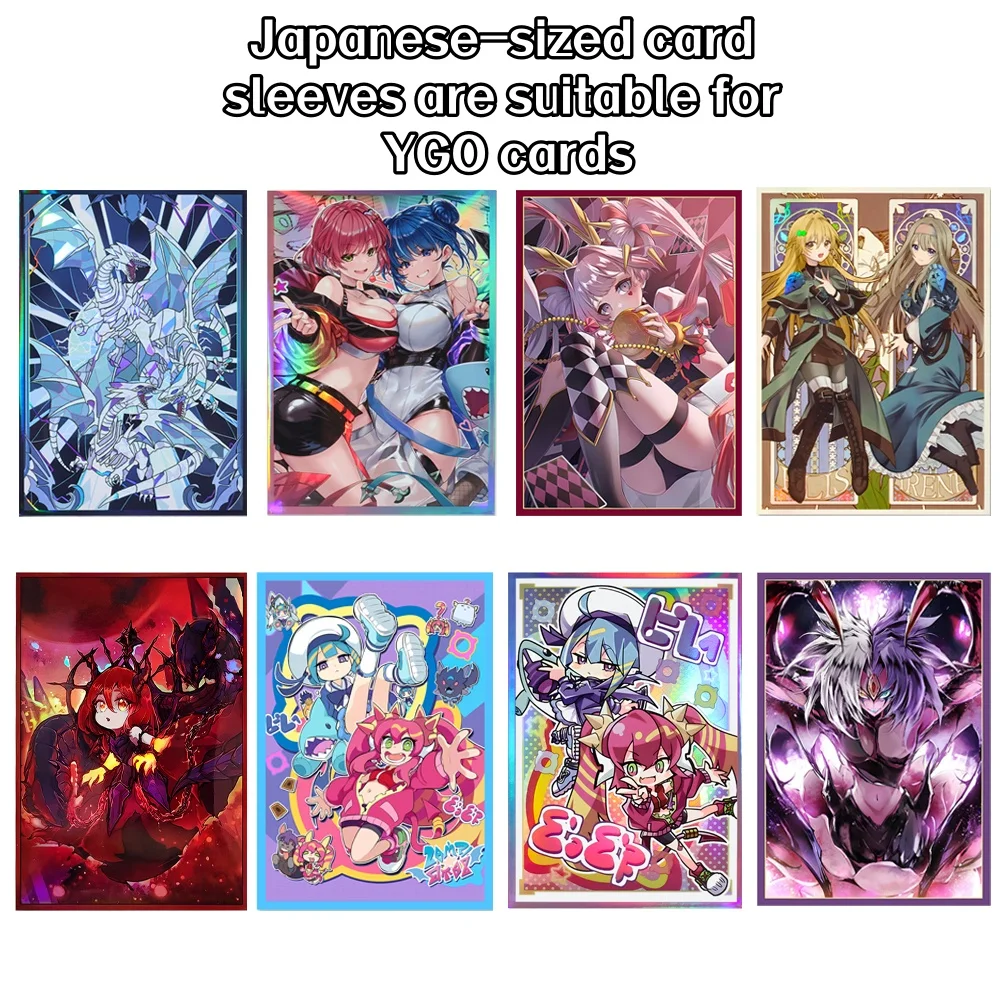 

50 шт., 63 × 90 мм/62x89 мм, голографические рукава для карт аниме японского размера для YGO, защита для карт с верхней загрузкой для настольных игр