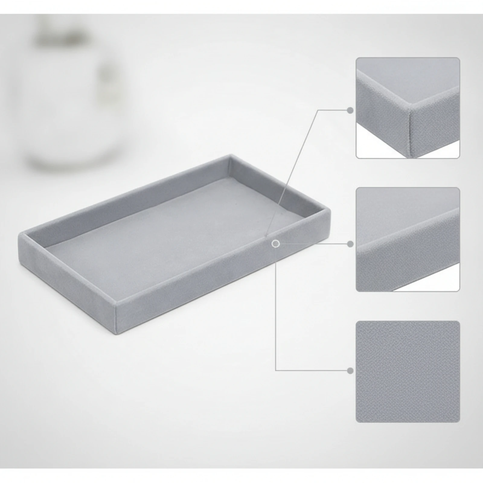 Jewelry Display Tray Stackable Velvet Jewelry Tray Compact Giftable for Collectors, Vanity, Drawers