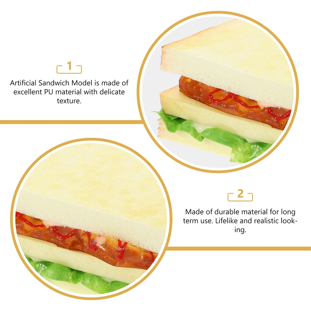 2 Stück Simulation gefälschtes Sandwich-Modell, künstliches Sandwich-Modell zur Präsentation, künstliches Sandwich-Modell, PU-Simulations-Sandwich