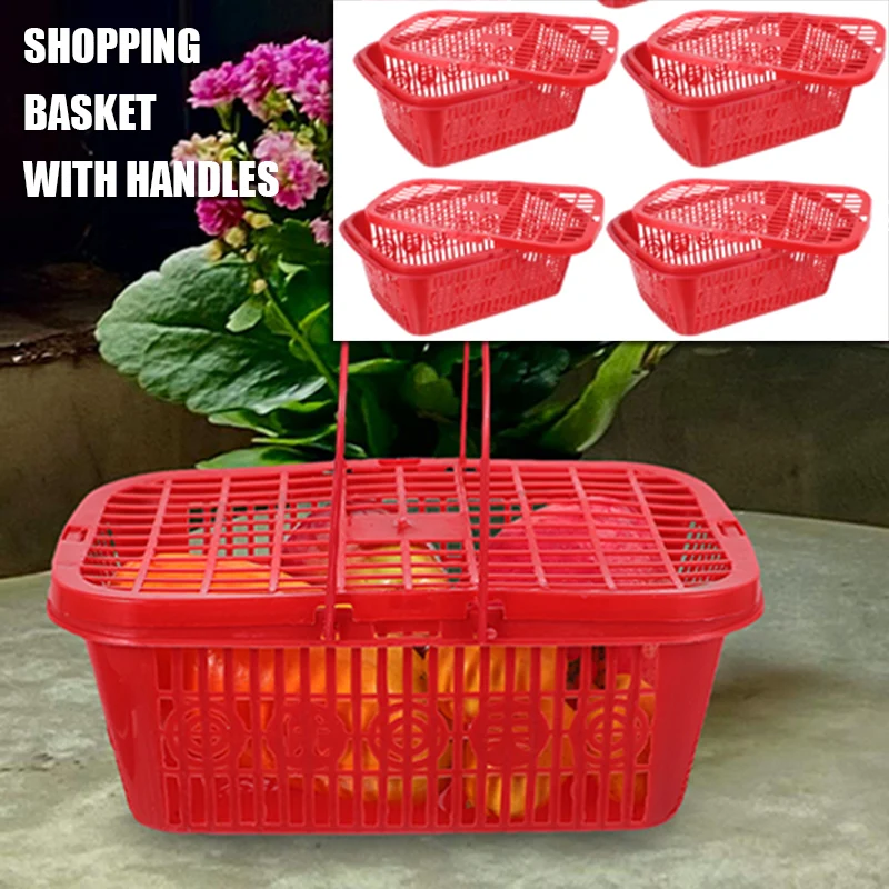 

5pcs Plastic Berry Basket: Small Fruit Picking Basket With Lid Handheld Square For Grape Strawberries And More Freshness Keeper