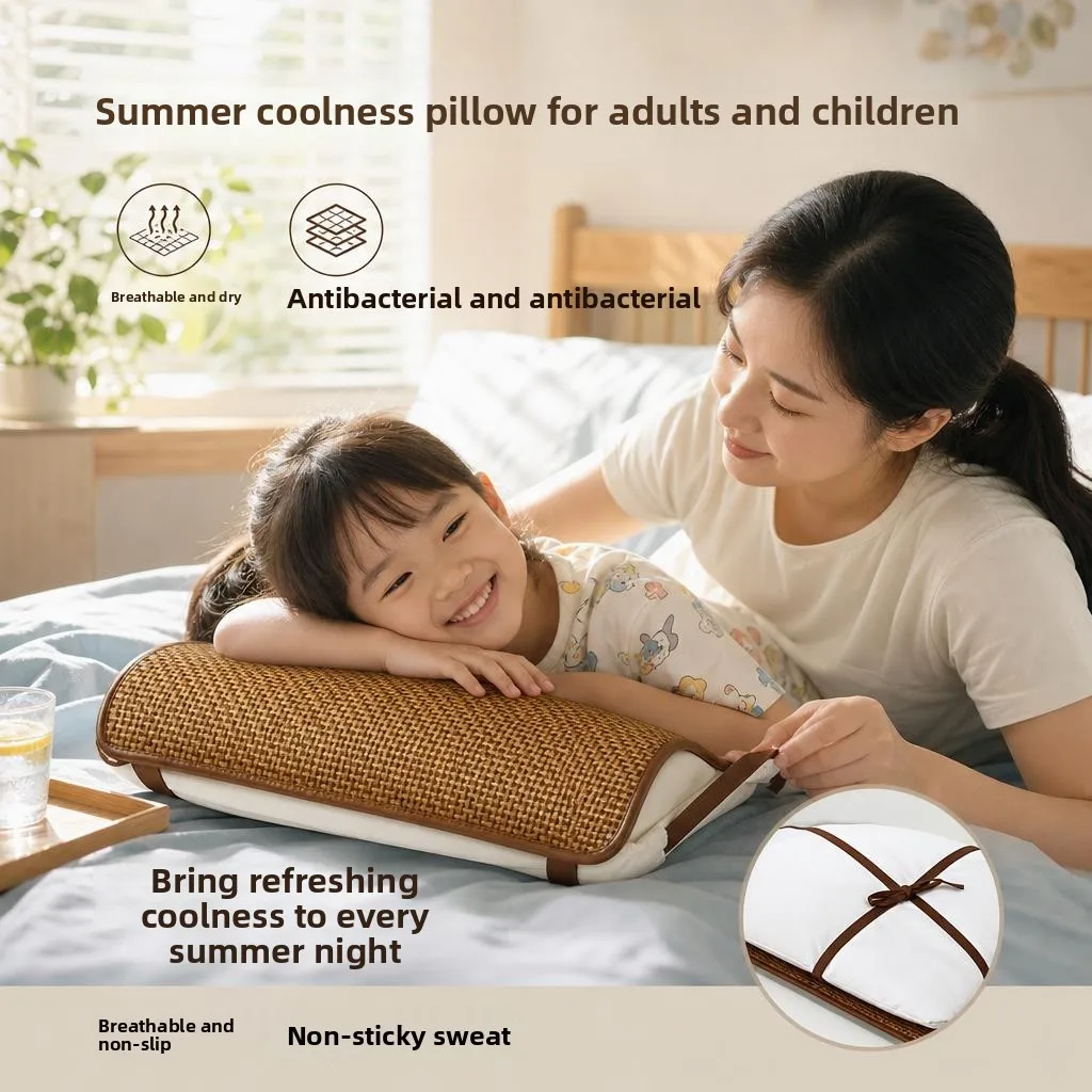 Cooling Breathable Summer Vine Mat Pillowcase Soft Home Use Children's Baby Bedding Single Piece Adult Pillow Cover