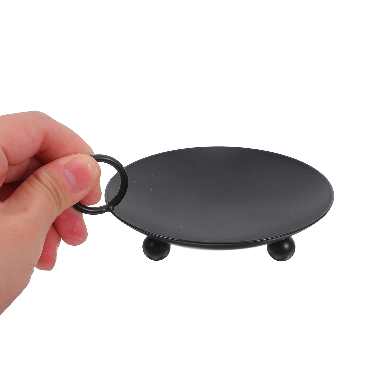 

Iron Holder Elegant Black Metal Atmosphere Spike Stand Plate Dish Tray Stable Construction Romantic Ambiance Pillar