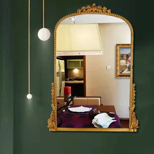 European American retro carved dressing mirror, clothing store full body fitting mirror, entrance decoration large hanging mirro