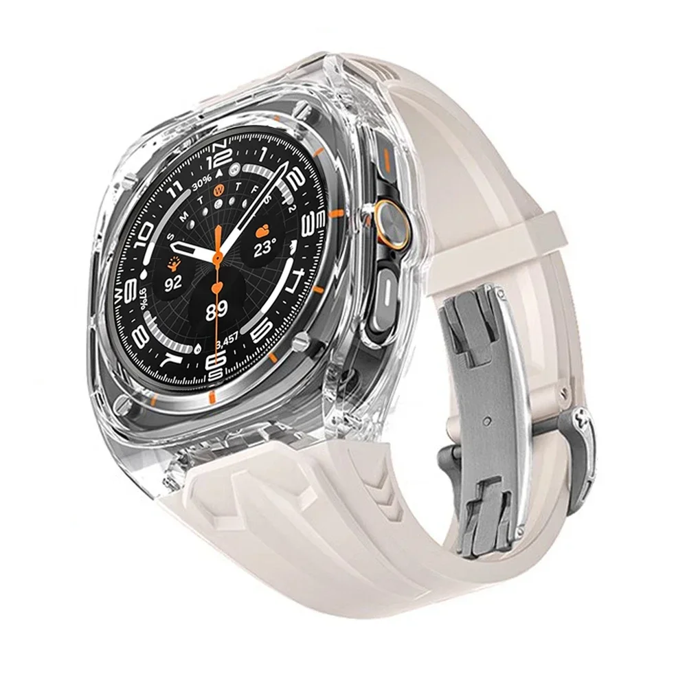 Pulseira esportiva com fecho borboleta para Samsung Galaxy Watch 7 Ultra47mm Capa transparente TPU para GALAXY ULTRA 7 Capa protetora