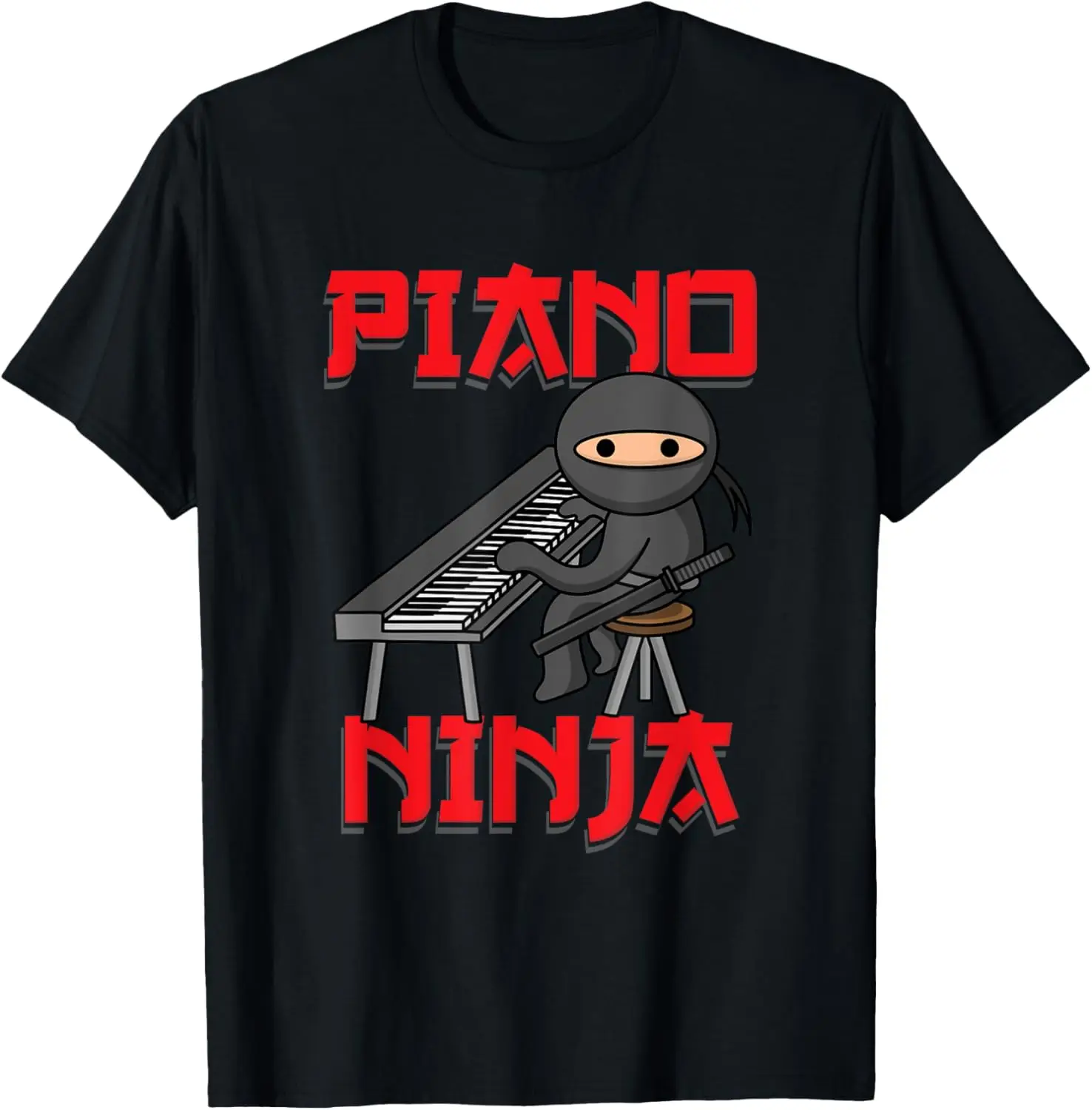 Piano Ninja | Funny Keyboard Player Pianist Gift T-Shirt Custom Printed Graphic T Shirts Funny Shirt Camiseta Hombre