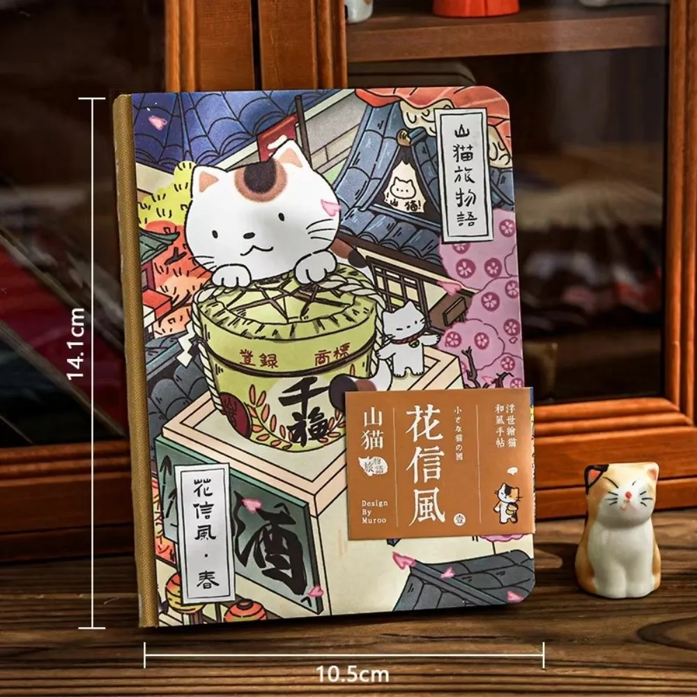 Creative Cat Themed Pocket Notebook Cartoon Illustration Note-Taking Diary Japanese Style Portable Notepad School Supplies