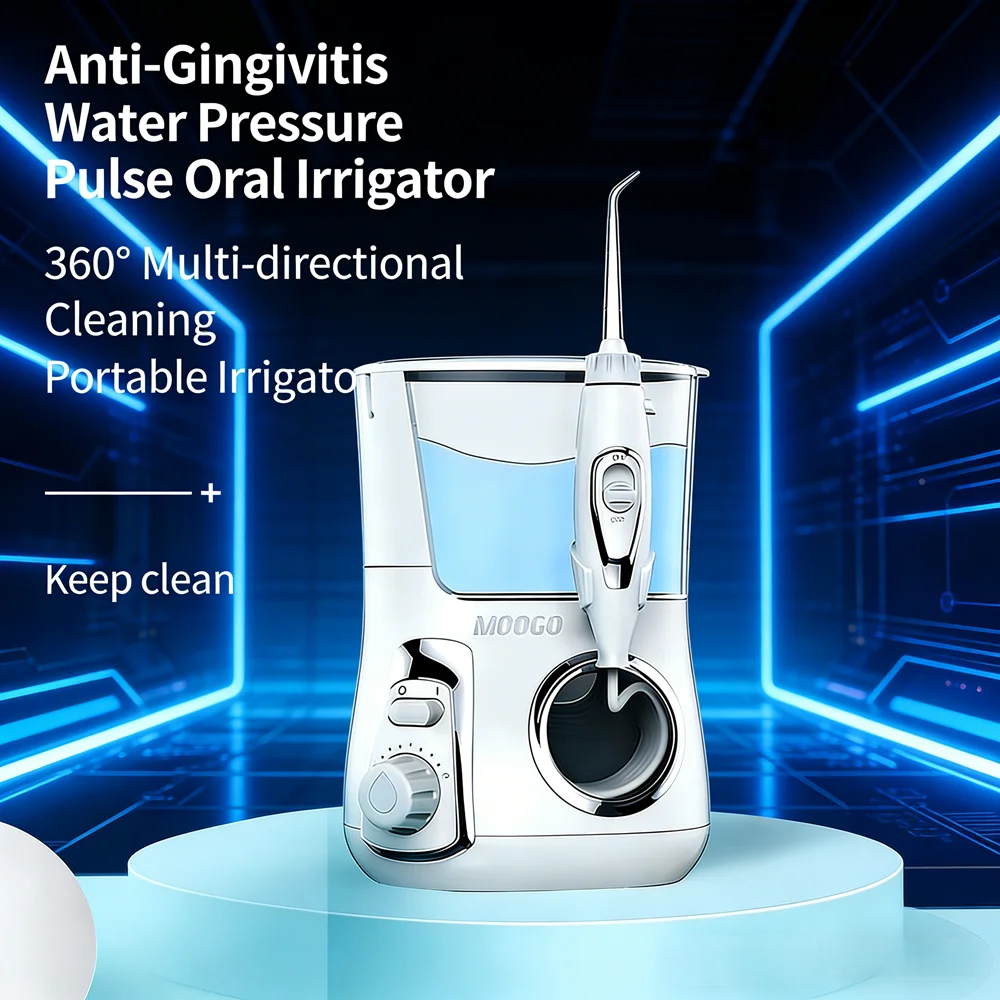 

Электрический ирригатор для полости рта, 10 режимов, 800 мл, настольный, для домашнего ухода за зубами, подходит для всей семьи, 5 насадок