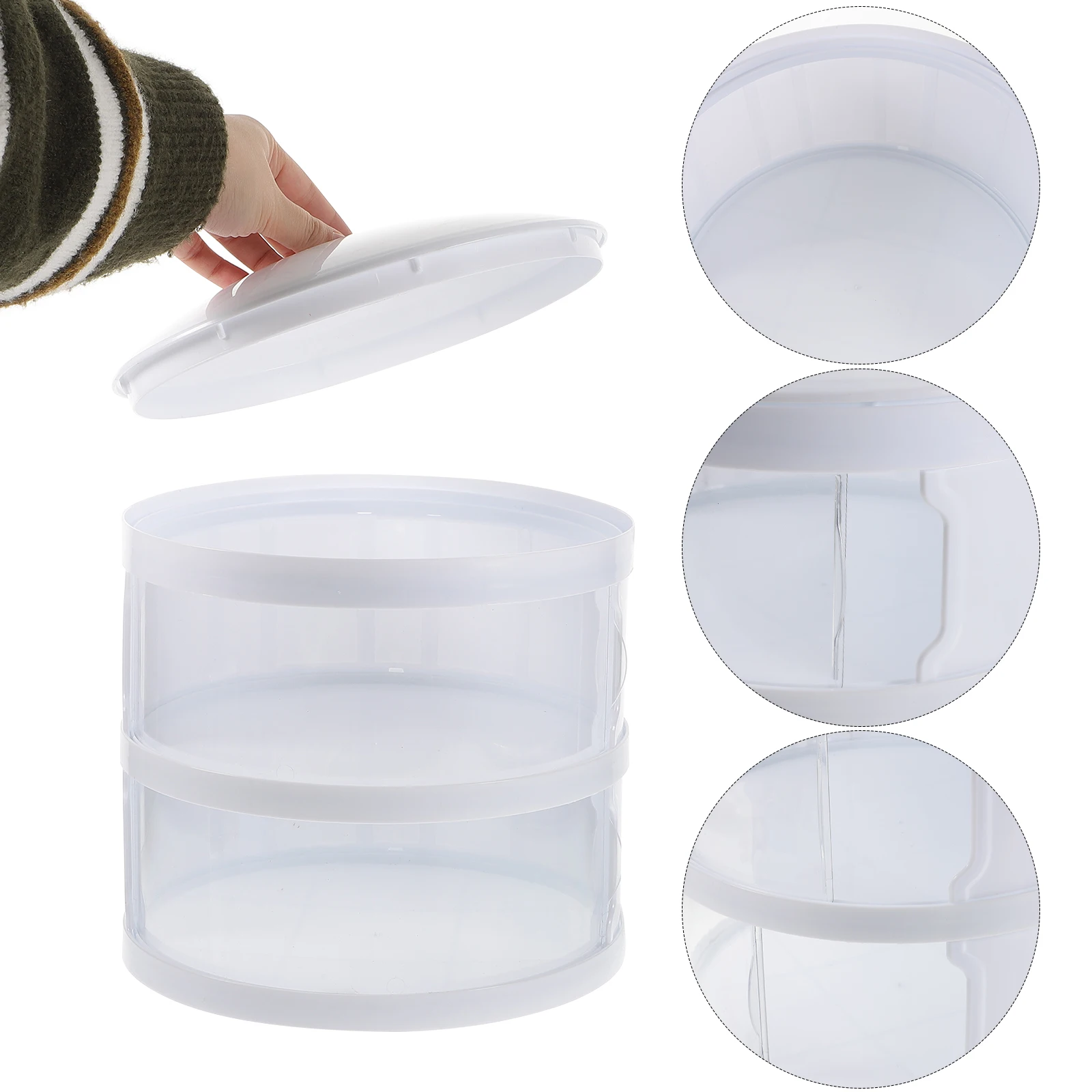 

Multi-layer Vegetable Cover Plate Reusable Food Covers Fresh Keeping Desktop Household Dish White Storage