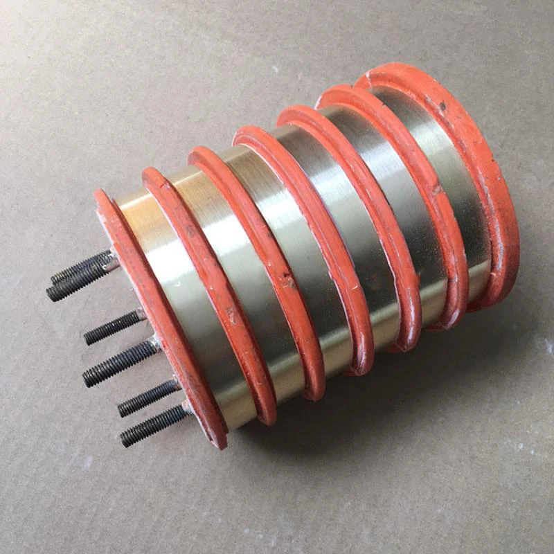 Six-way collector ring inner diameter 40/45 high 130 conductive slip ring copper ring carbon brush holder assembly