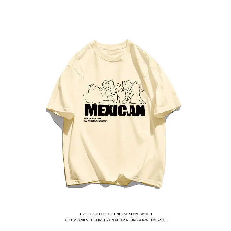 American Fashion Cotton Short Sleeved Men And Women Summer Port Style Loose T Shirt Simple Style Senior Design Couple Top Y2k