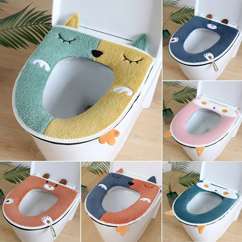 Cartoon Toilet Seat Cover Mat Toilet Seat Warmer Bathroom Toilet Pad Closestool Thicker Washable Toilet Handle With Warmer Cushi