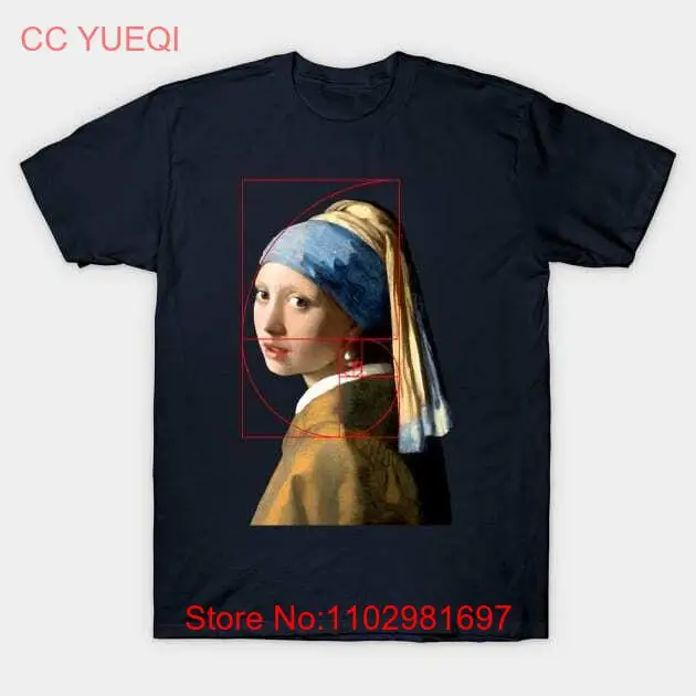 Vermeer Girl With Pearl Earring Fibonacci Sequence T-Shirt S-5XL Fast Shipping