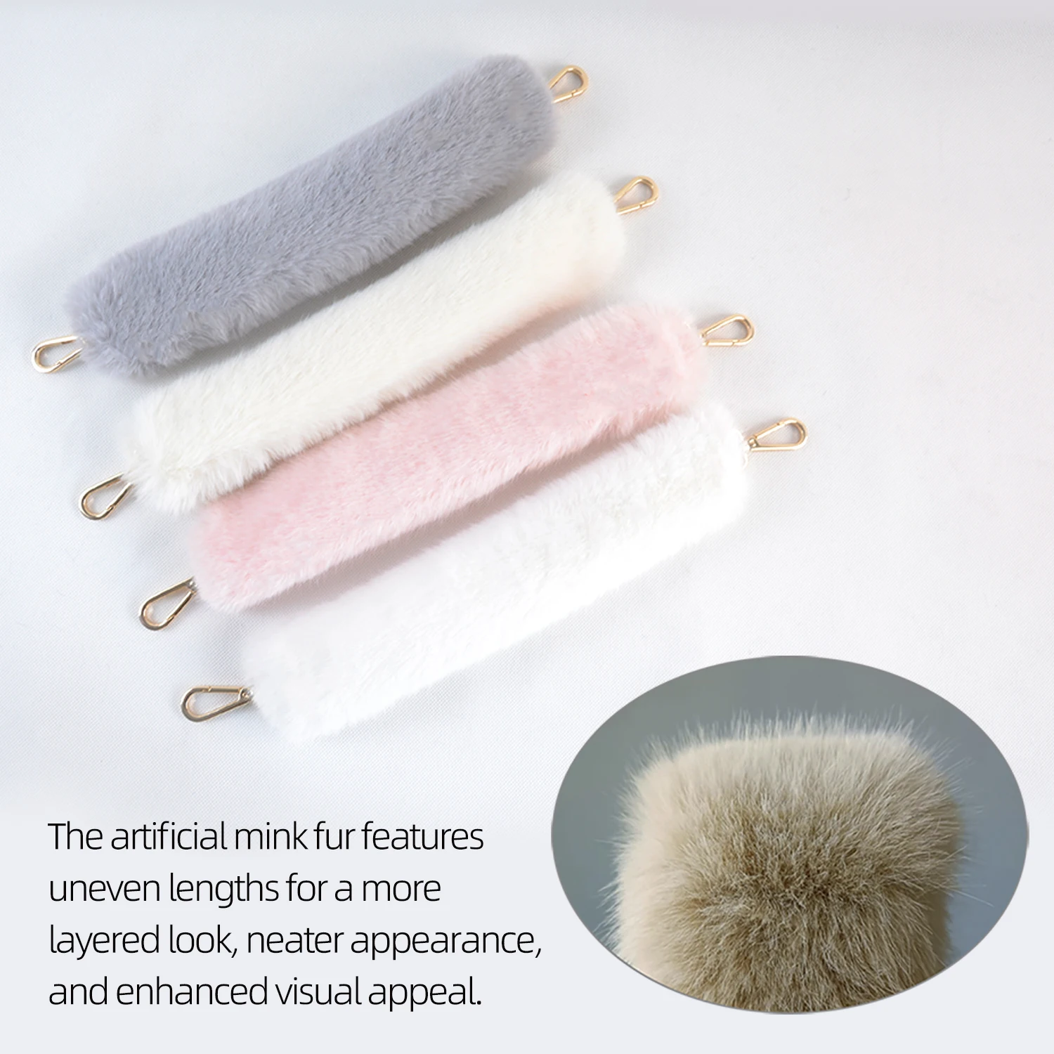 

New 1 PC Winter Imitation Mink hair furry Short bag handles strap plush hand- held bags straps replacements