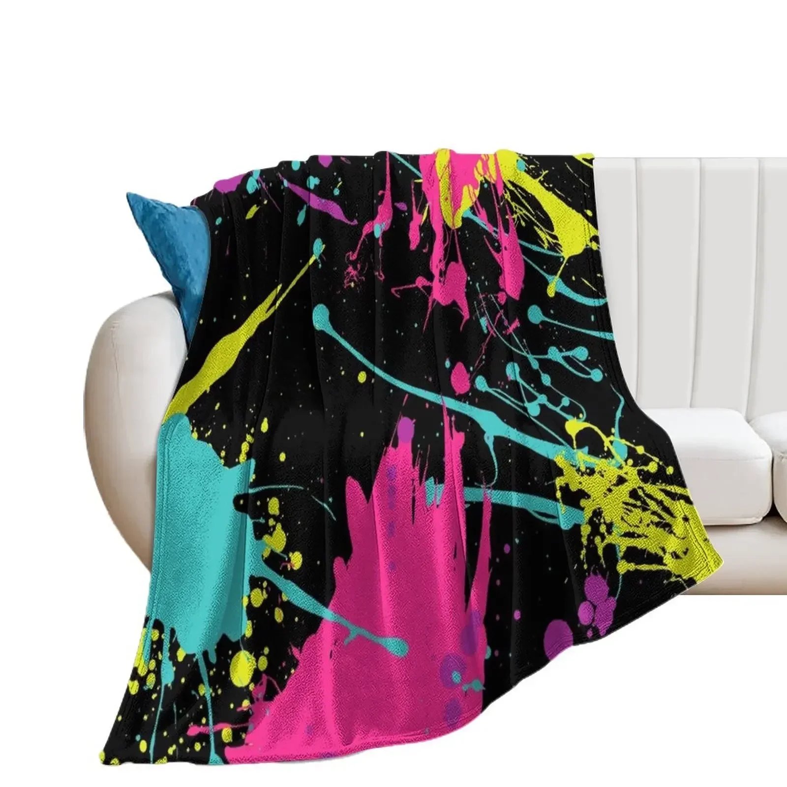 Splatter Paint Black Throw Blanket anime Decorative Beds Blankets