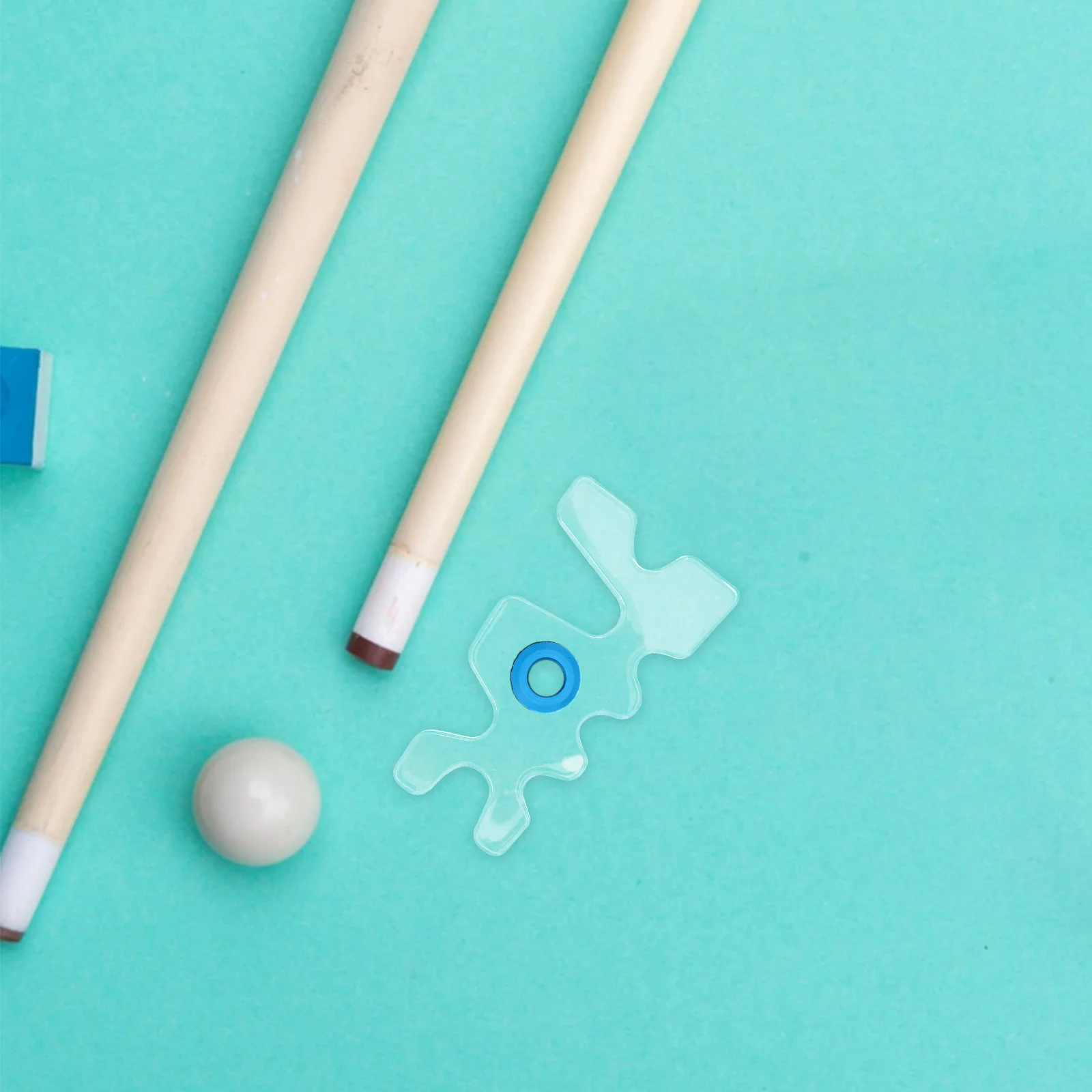 

Acrylic Snooker Bridge Head Pool Cue Holder Stable Professional Support Distinctive Blue Ring Lightweight Reusable Pool Table