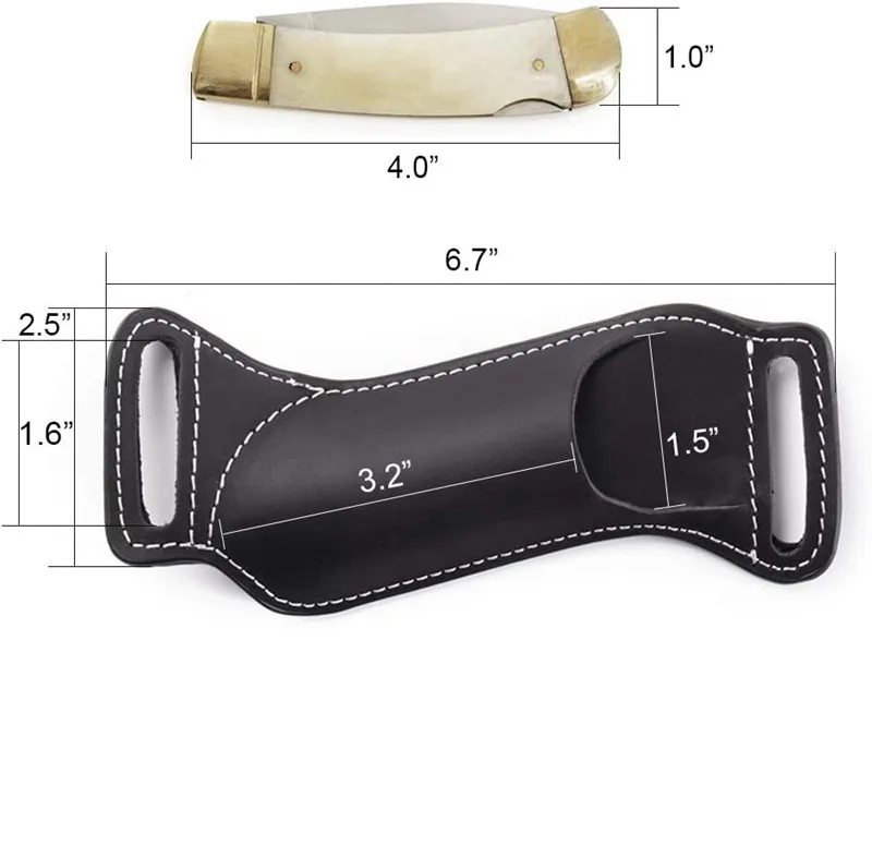 Outdoor Waist-Mounted Genuine Leather EDC Knife Sheath/Pouch – Belt-Loop Carry for Folding Knives & Balisongs view 3