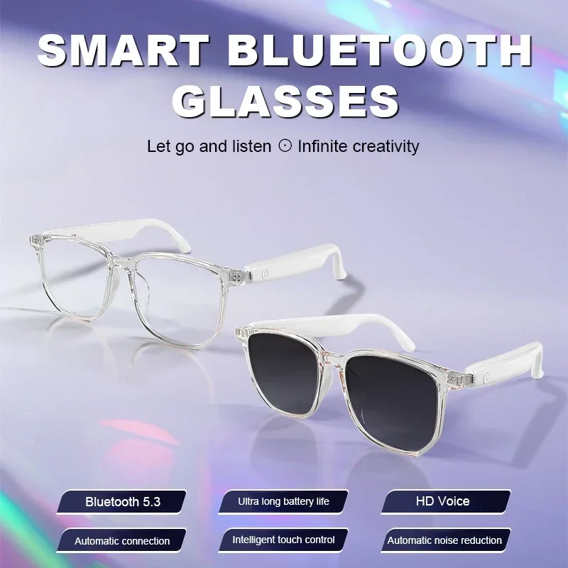 Inteligentne okulary Bluetooth z dotykowym sterowaniem, audio, muzyką, kamerą, antyrefleksem niebieskim, filtrem UV400 i polaryzacją, okulary przeciwsłoneczne dla kobiet i mężczyzn.